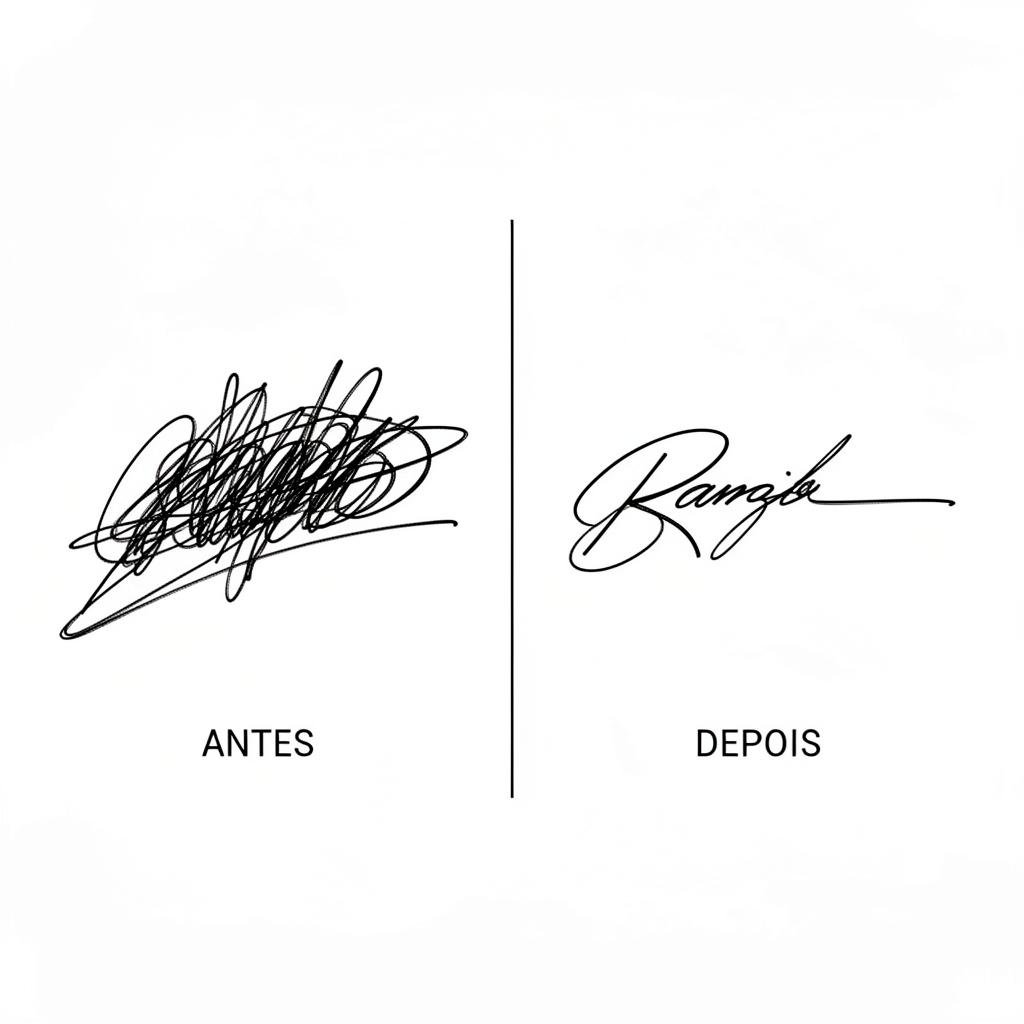 Antes e depois de uma assinatura criada com a ferramenta