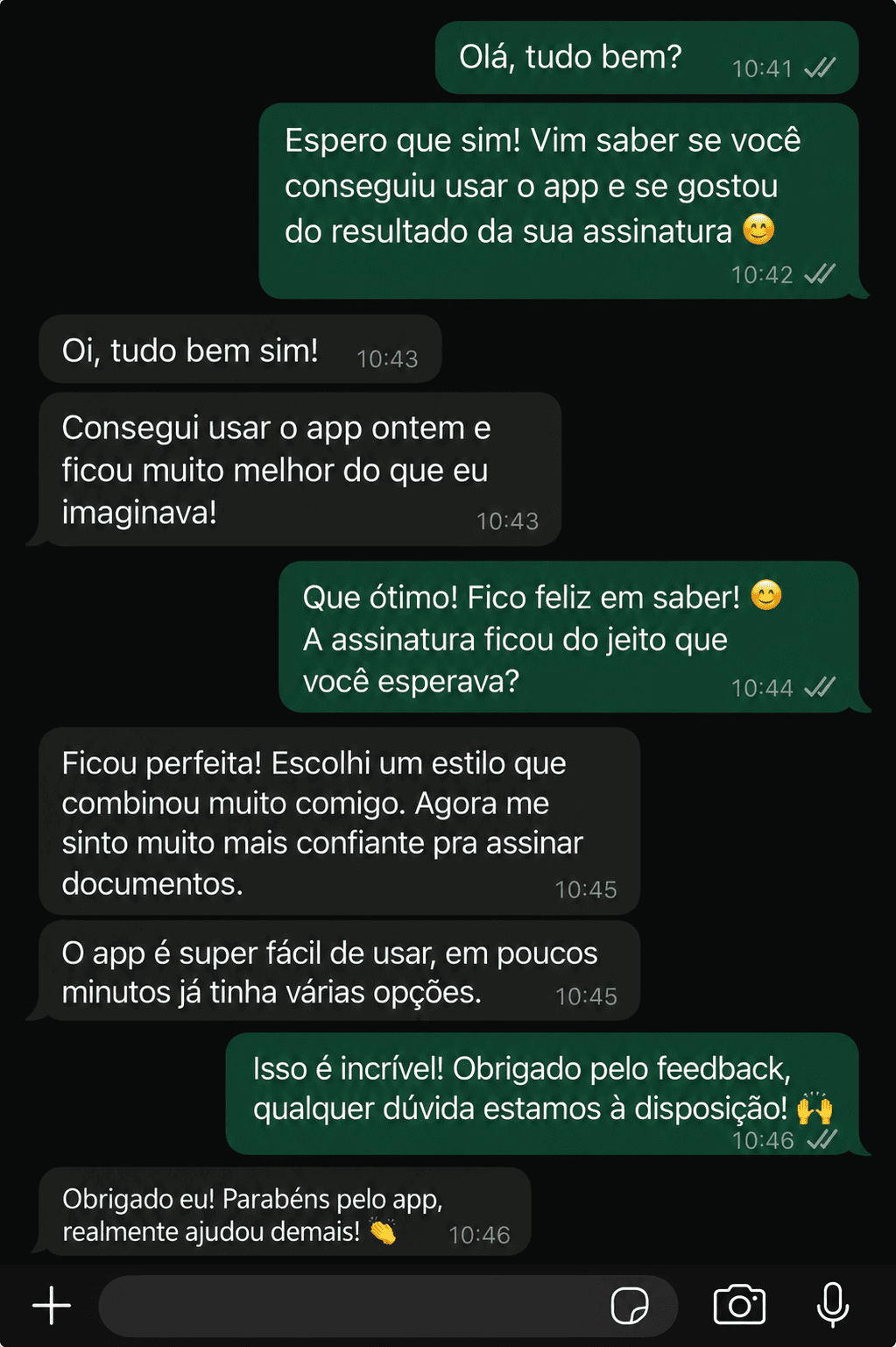 Terceiro conjunto de depoimentos de clientes
